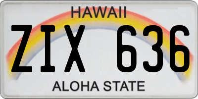 HI license plate ZIX636