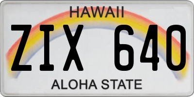 HI license plate ZIX640