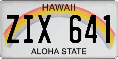 HI license plate ZIX641