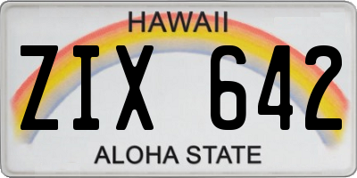 HI license plate ZIX642