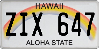 HI license plate ZIX647