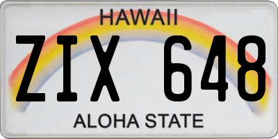 HI license plate ZIX648