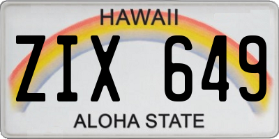 HI license plate ZIX649