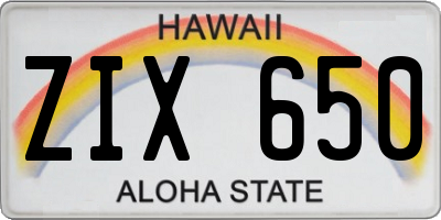 HI license plate ZIX650
