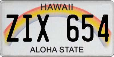 HI license plate ZIX654
