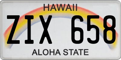 HI license plate ZIX658