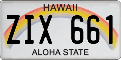 HI license plate ZIX661