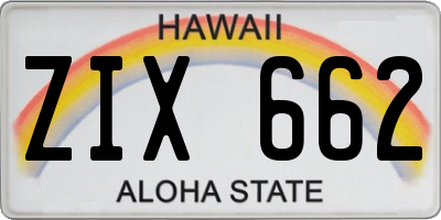 HI license plate ZIX662
