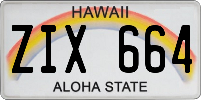 HI license plate ZIX664