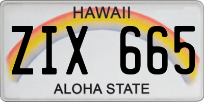 HI license plate ZIX665