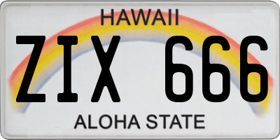 HI license plate ZIX666