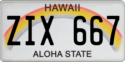 HI license plate ZIX667