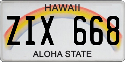 HI license plate ZIX668