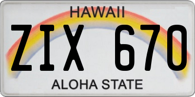 HI license plate ZIX670