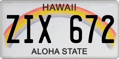 HI license plate ZIX672