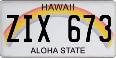 HI license plate ZIX673