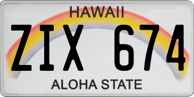 HI license plate ZIX674