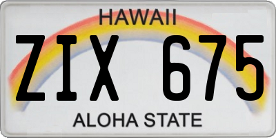 HI license plate ZIX675
