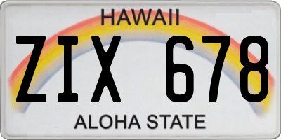 HI license plate ZIX678