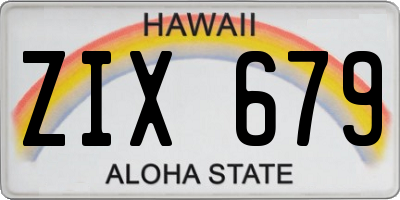 HI license plate ZIX679