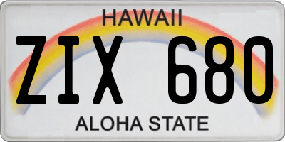 HI license plate ZIX680