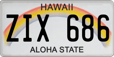 HI license plate ZIX686