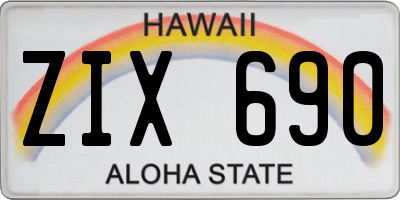 HI license plate ZIX690