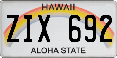 HI license plate ZIX692