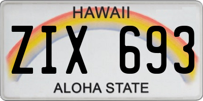 HI license plate ZIX693