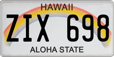 HI license plate ZIX698