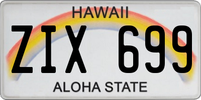 HI license plate ZIX699