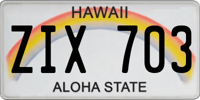 HI license plate ZIX703