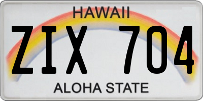 HI license plate ZIX704