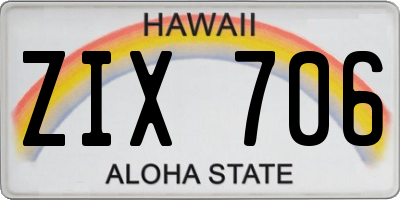 HI license plate ZIX706