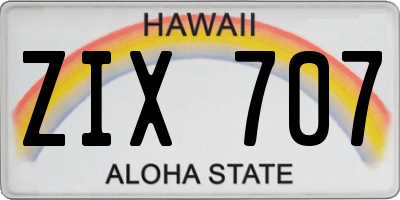 HI license plate ZIX707