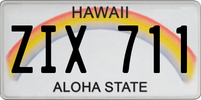 HI license plate ZIX711