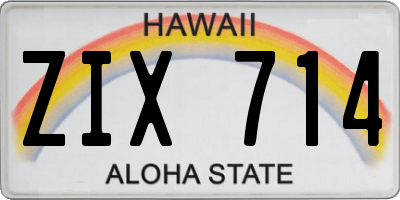 HI license plate ZIX714