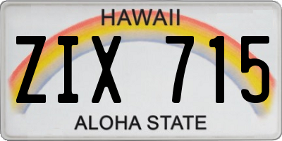 HI license plate ZIX715