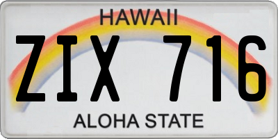 HI license plate ZIX716