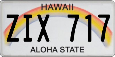 HI license plate ZIX717