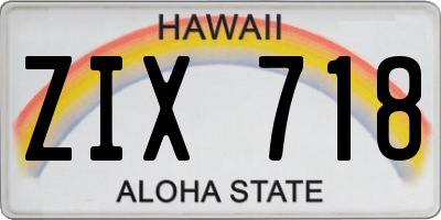 HI license plate ZIX718