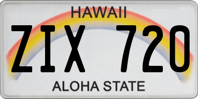 HI license plate ZIX720