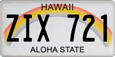 HI license plate ZIX721
