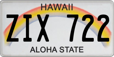 HI license plate ZIX722