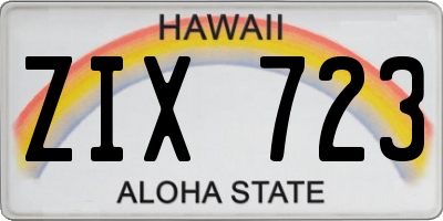 HI license plate ZIX723