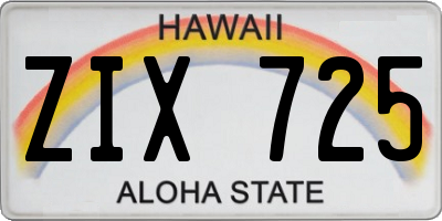 HI license plate ZIX725