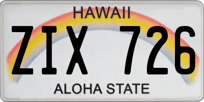 HI license plate ZIX726