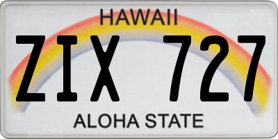 HI license plate ZIX727