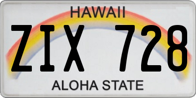 HI license plate ZIX728