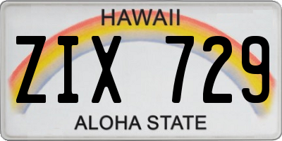 HI license plate ZIX729